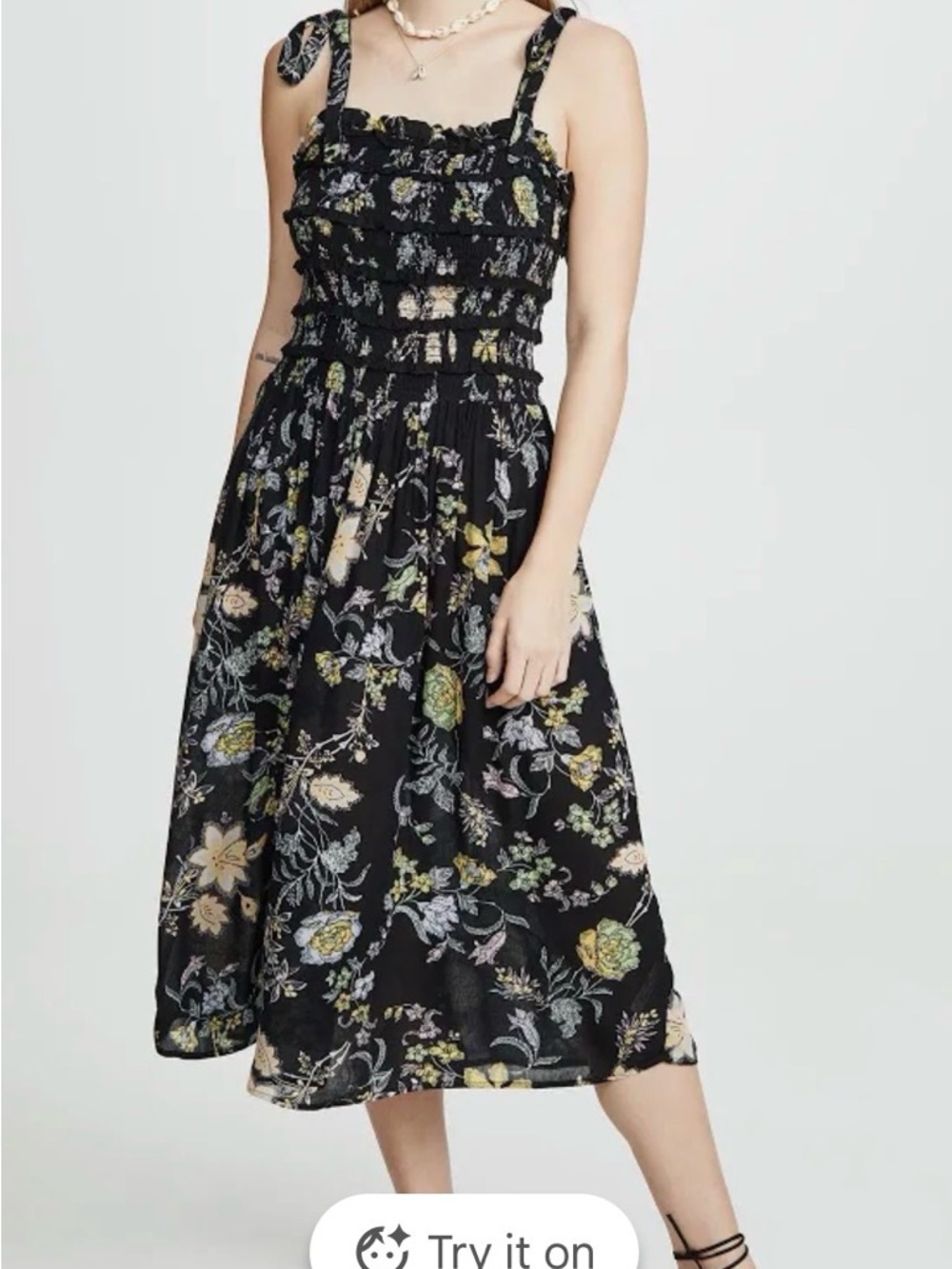 Free People Black Floral Smocked Maxi Dress